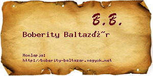 Boberity Baltazár névjegykártya